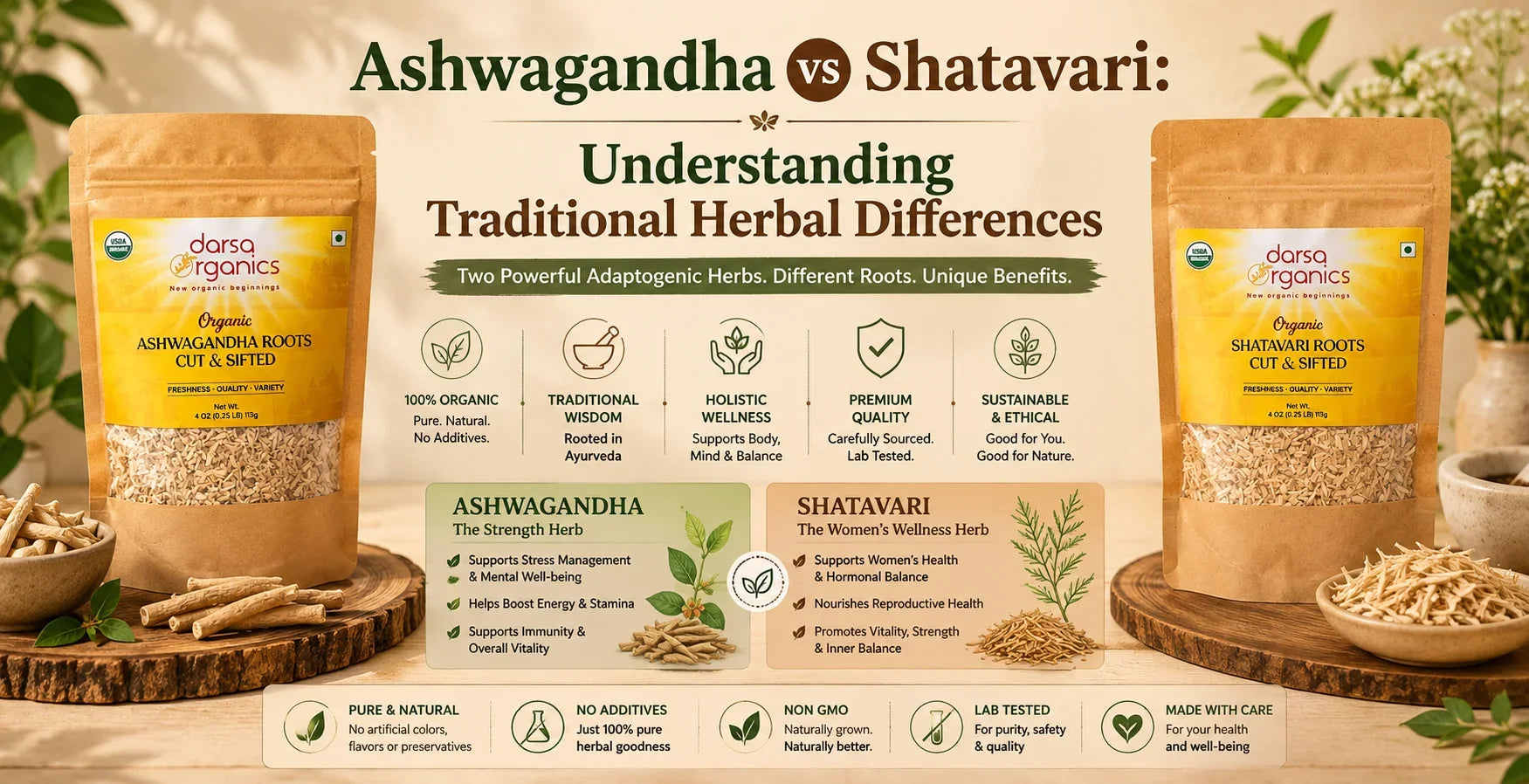Ashwagandha vs Shatavari: Understanding Traditional Herbal Differences