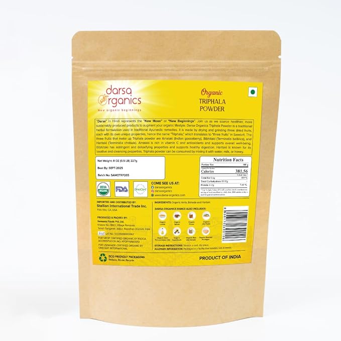 Bundle: Organic Senna Leaf 4 oz – Cut & Sifted | Natural Digestive Support & Herbal Cleanse & Organic Triphala Powder 8 oz -3-Herb Blend | Ayurvedic Digestive & Detox Support